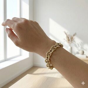 Gold Filled Chunky Rolo Link Statement Bracelet